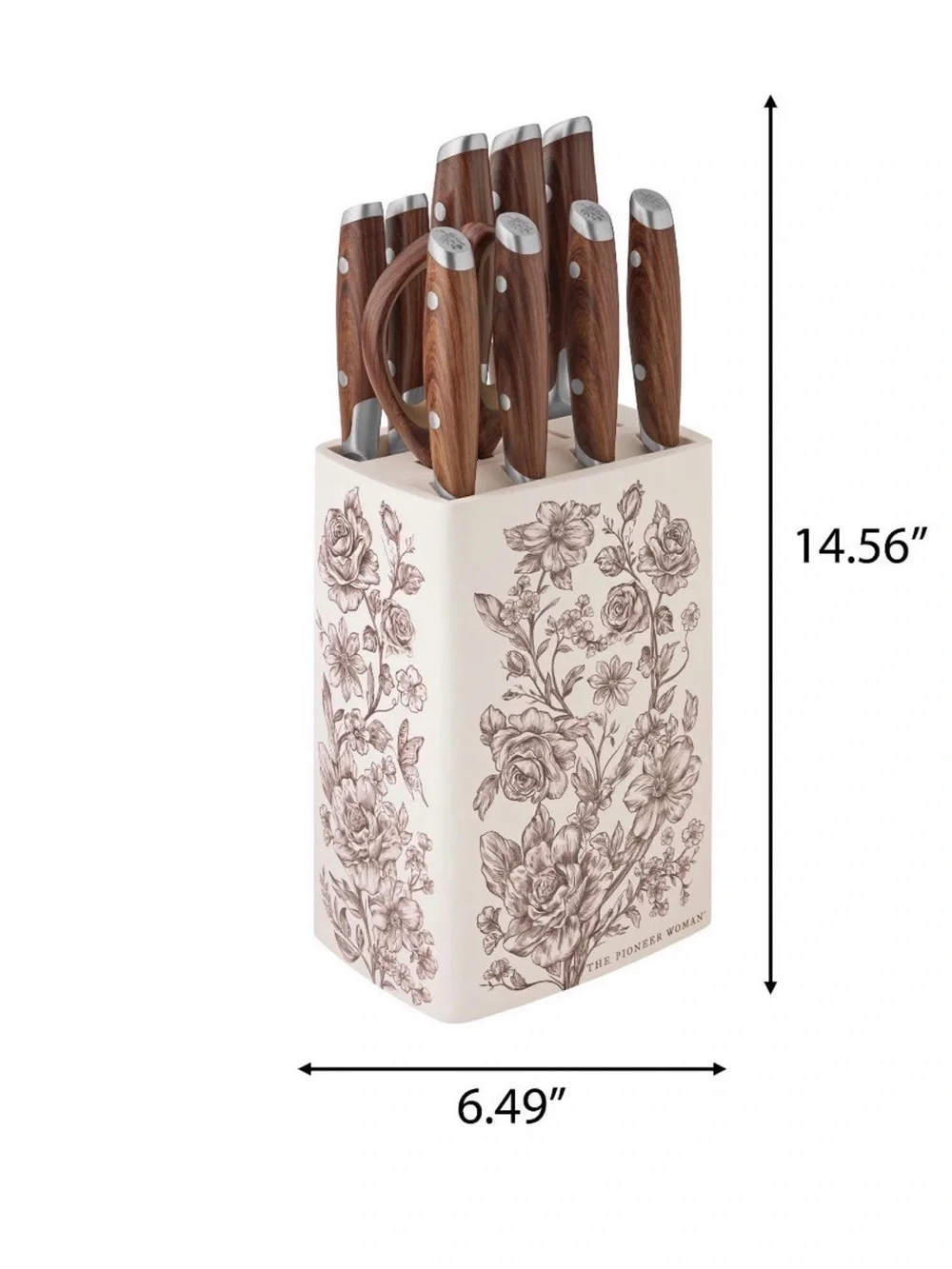 The Pioneer Woman Agatha Brown Wood-Handle 11 Piece Knife Set